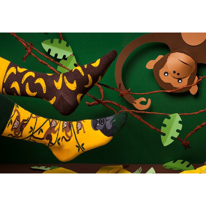 veselé ponožky MONKEY BUSINESS Opice banány 35-38 nízke farebné megamix.sk