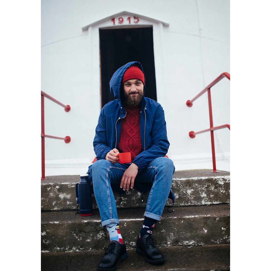 veselé ponožky NORDIC LIGHTHOUSE maják čajky 43-46 farebné megamix.sk