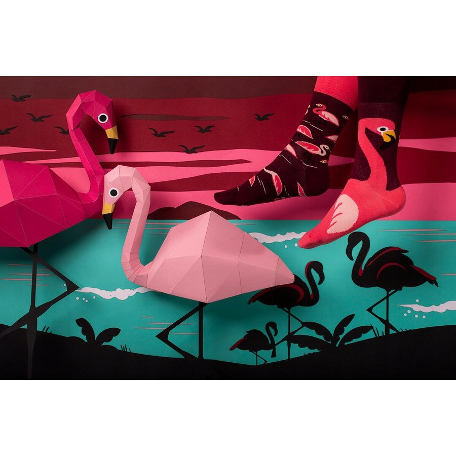 veselé ponožky PINK FLAMINGO ružový plameniak 43-46 farebné megamix.sk
