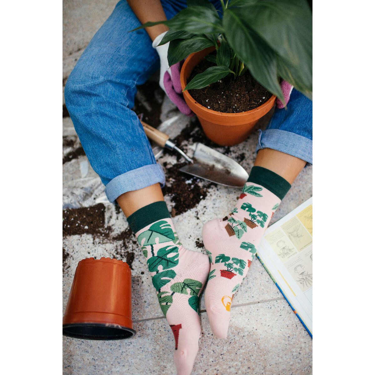 veselé ponožky PLANT LOVER rastliny kvetináče 35-38 farebné megamix.sk