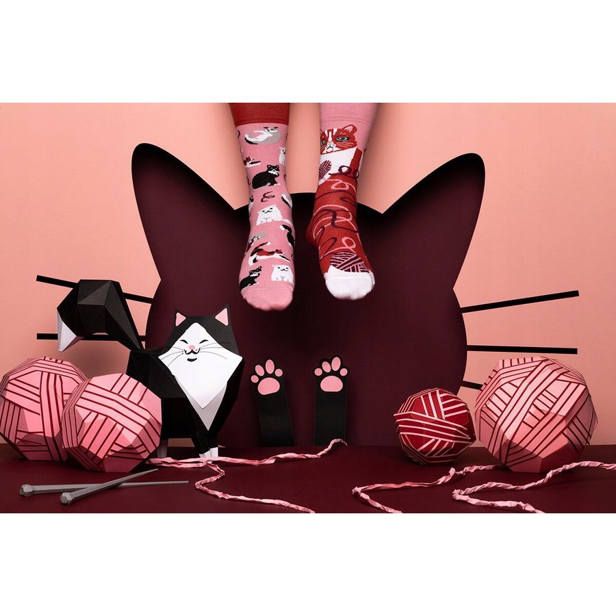 veselé ponožky PLAYFUL CAT mačky klbko vlny 43-46 farebné megamix.sk