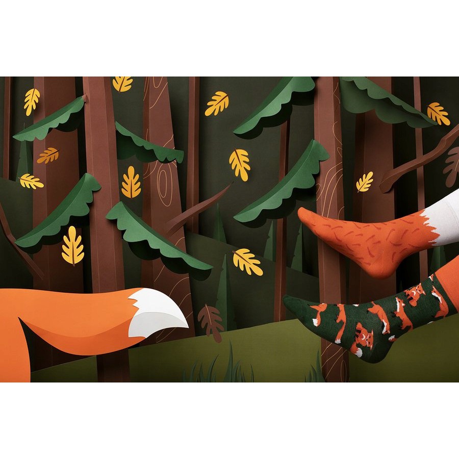 veselé ponožky RED FOX červená líška 35-38 farebné megamix.sk