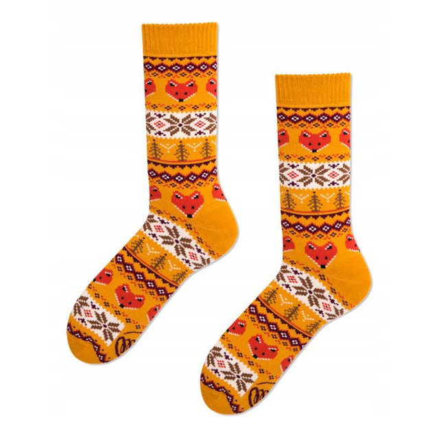 veselé ponožky WARM FOX líšky 35-38 farebné megamix.sk