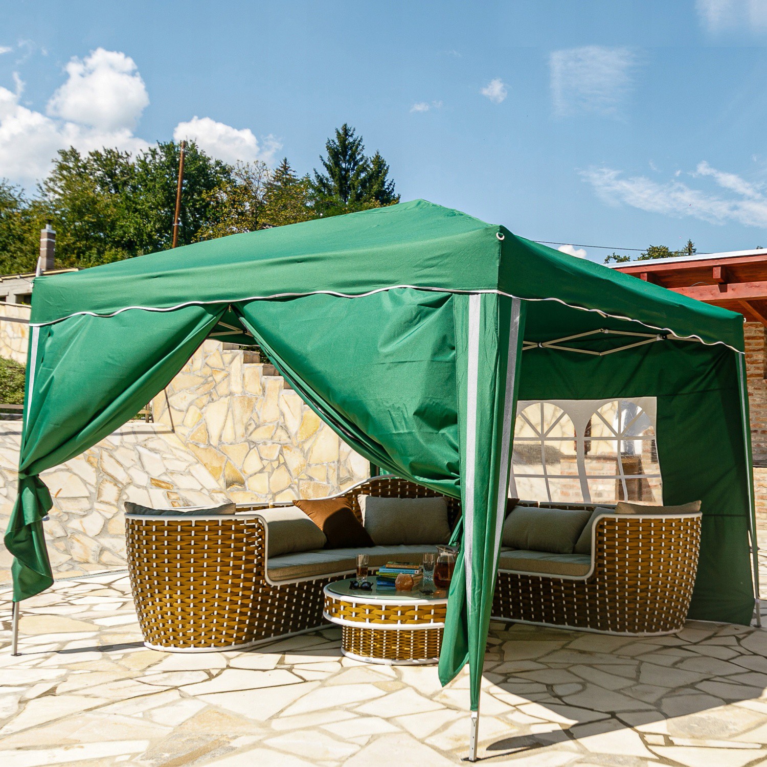 zelená strecha altánok polyester 3x3m impregnovaný megamix.sk