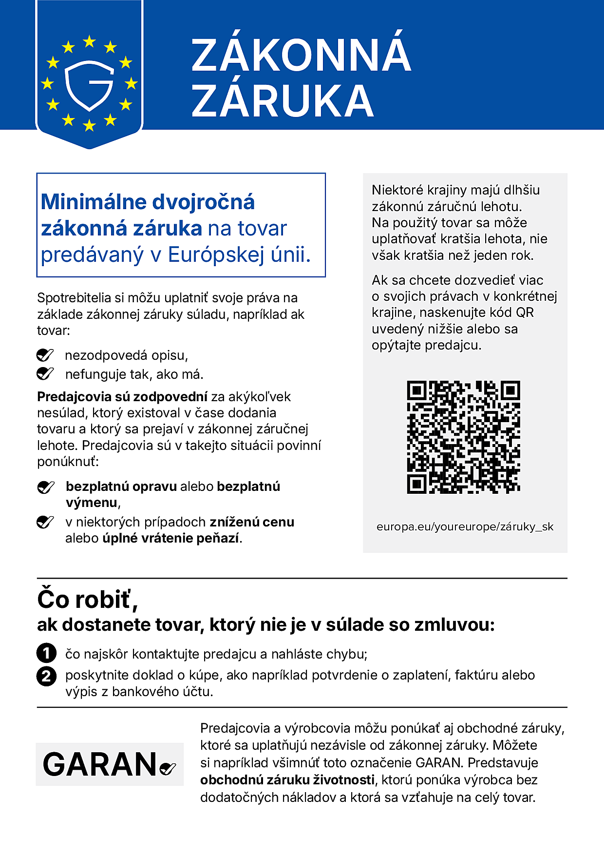Legal guarantee notice